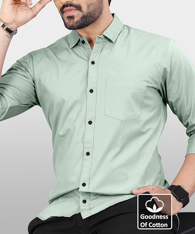 Men's Cotton Full Sleeve Shirt | Regular Fit Casual & Formal Wear with Patch Pocket - Image 2