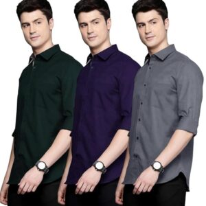 Pinkmint Men's Shirt Cotton BlendCasual Long Sleeve Formal Shirt Soild Formal Shirt for Men
