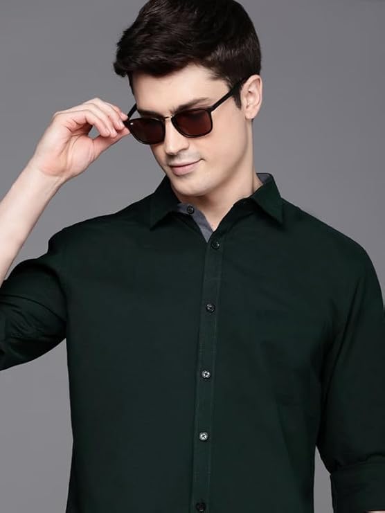 Pinkmint Men's Shirt Cotton BlendCasual Long Sleeve Formal Shirt Soild Formal Shirt for Men - Image 2