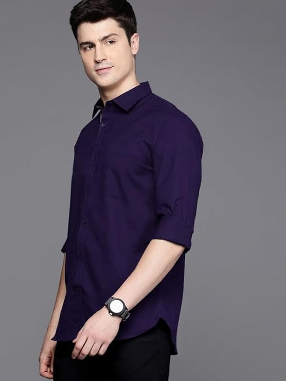 Pinkmint Men's Shirt Cotton BlendCasual Long Sleeve Formal Shirt Soild Formal Shirt for Men - Image 3