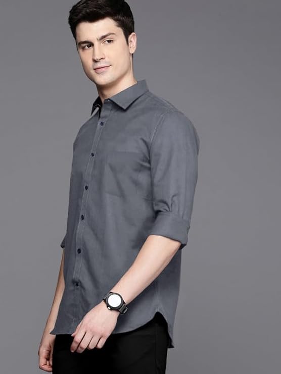 Pinkmint Men's Shirt Cotton BlendCasual Long Sleeve Formal Shirt Soild Formal Shirt for Men - Image 4