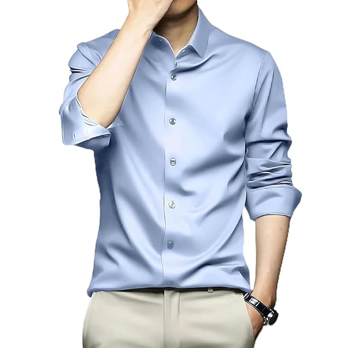 Men's Stylish Solid Satin Casual Shirt for Men Full Sleeves| Poly Satin Silk Shirt - Image 9