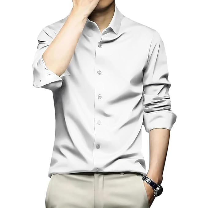 Men's Stylish Solid Satin Casual Shirt for Men Full Sleeves| Poly Satin Silk Shirt - Image 10