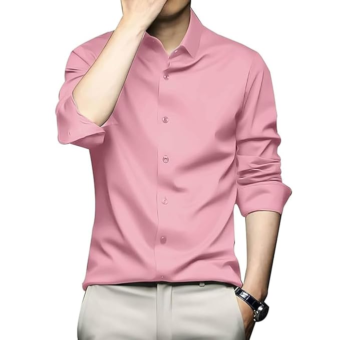 Men's Stylish Solid Satin Casual Shirt for Men Full Sleeves| Poly Satin Silk Shirt - Image 2