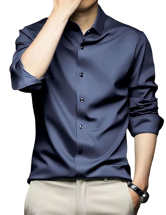 Men's Stylish Solid Satin Casual Shirt for Men Full Sleeves| Poly Satin Silk Shirt - Image 5