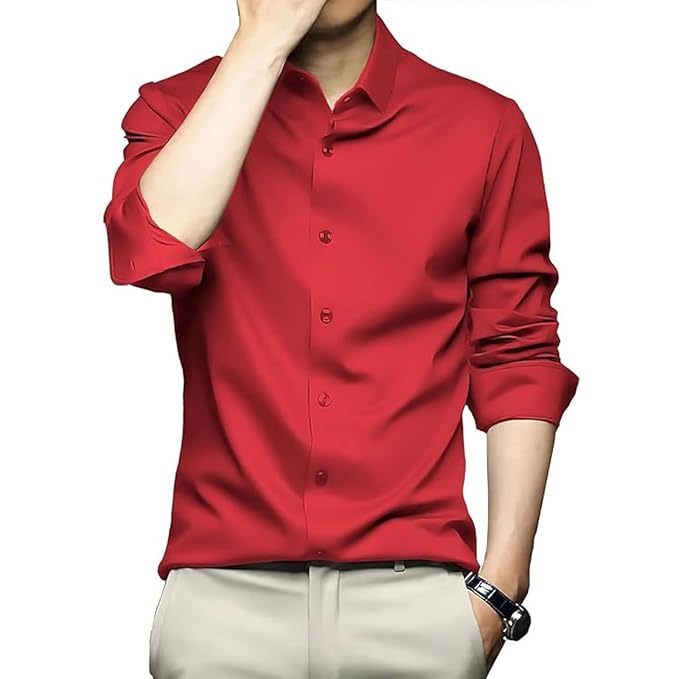 Men's Stylish Solid Satin Casual Shirt for Men Full Sleeves| Poly Satin Silk Shirt - Image 7